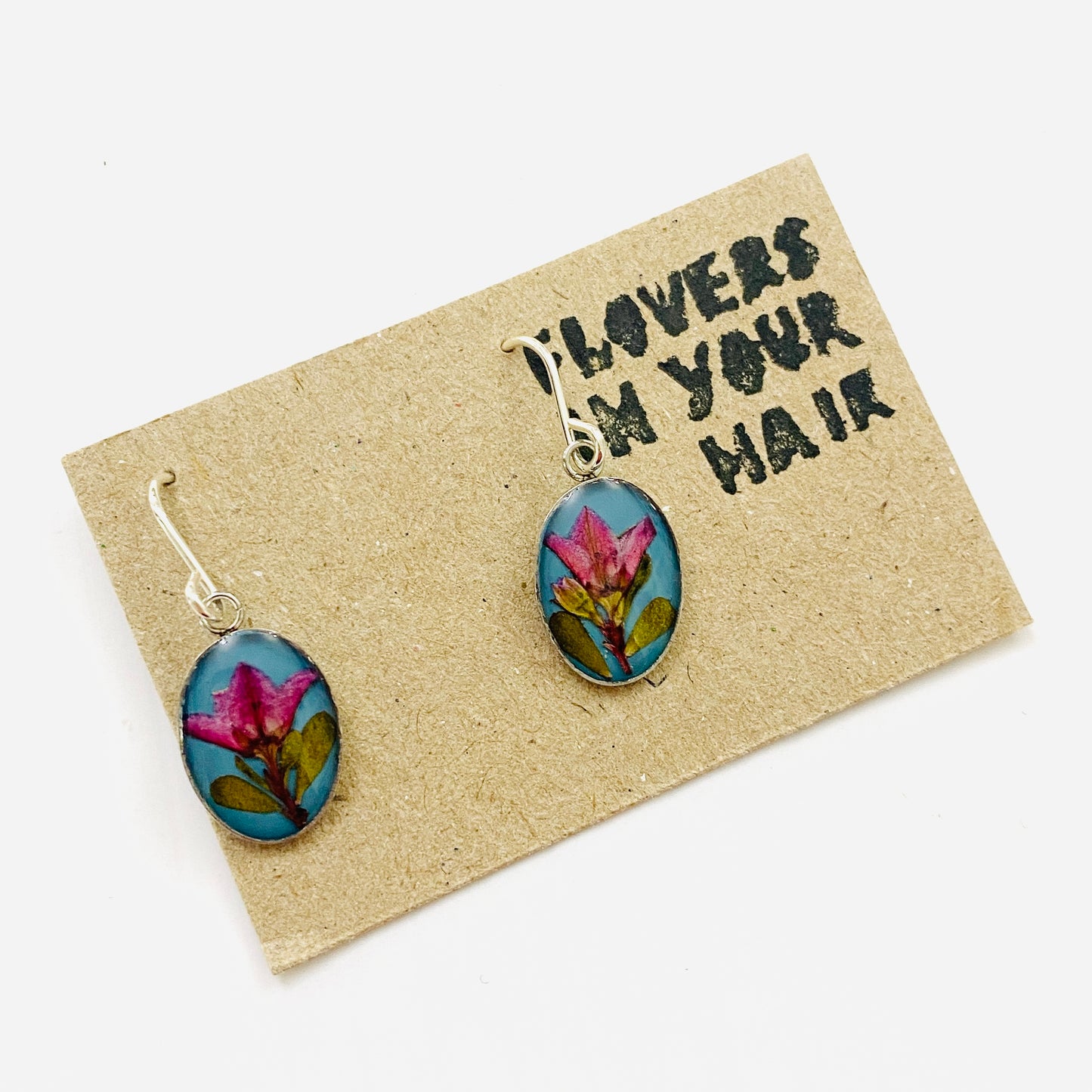 Flowers In Your Hair Oval Small Drop Earrings Wildflowers Sprout