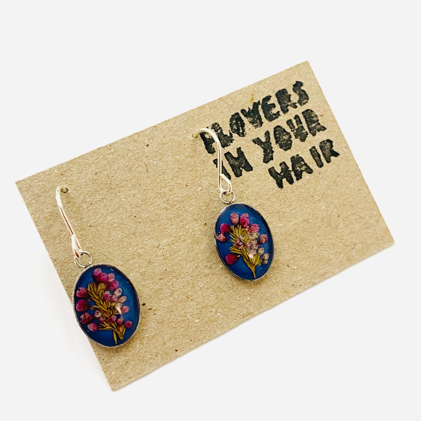 Flowers In Your Hair Oval Small Drop Earrings - Wildflower Deep