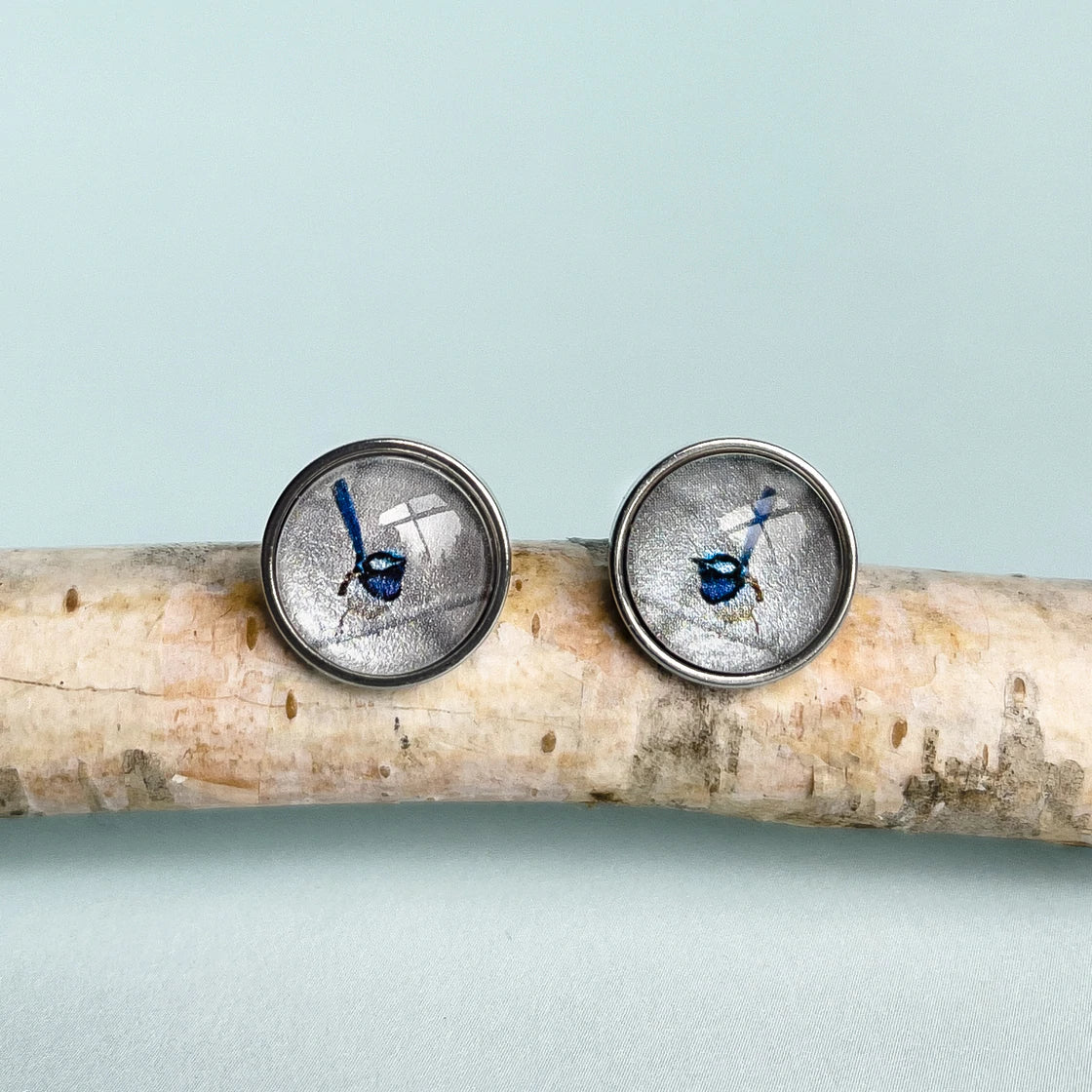 Myrtle & Me Stainless Steel Stud Earrings Blue Wren