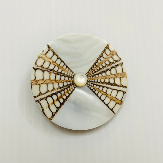 Calypso Flash Art Deco Brooch - Mother of Pearl Dot