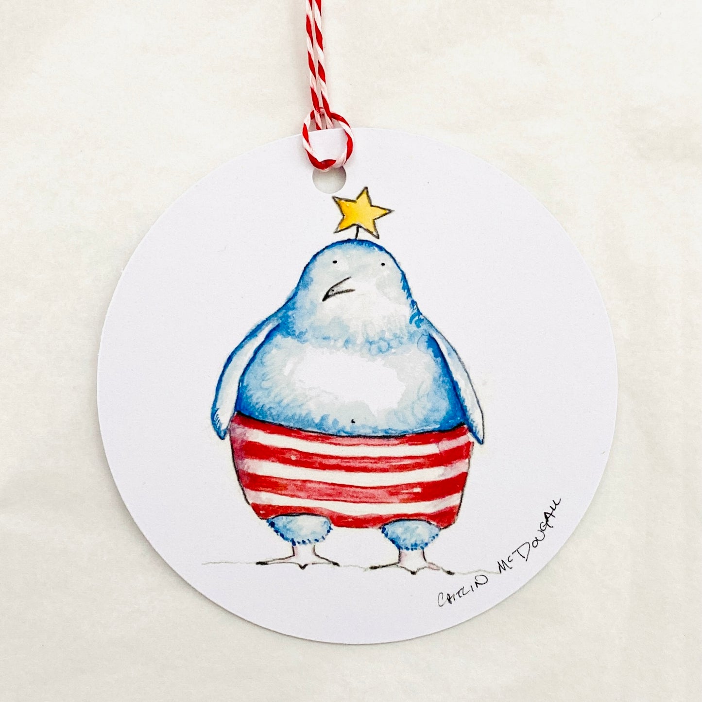 Caitlin McDougall Gift Tag Beach Penguin