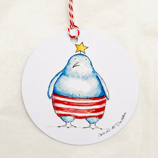 Caitlin McDougall Gift Tag Beach Penguin