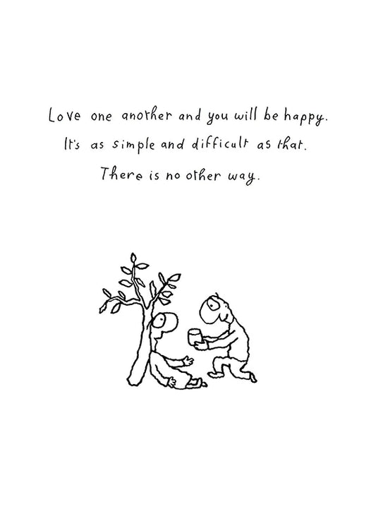 Michael Leunig Card Love One Another Colour B & W
