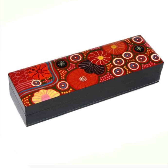 Better World Arts - Lacquerware Pencil Box, Damien and Yilpi Marks