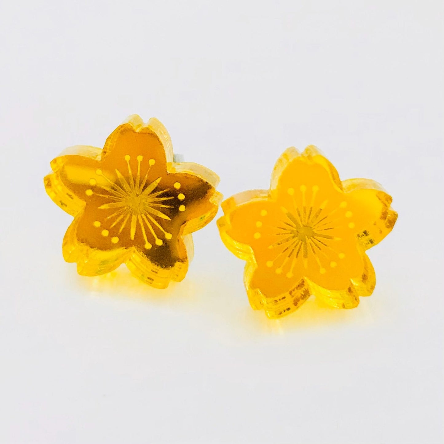 Under The Shade of a Bonsai Tree Earrings Sakura Stud Yellow